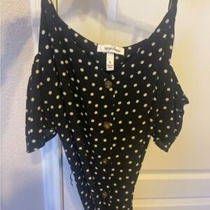 Speechless Black and White Polka Dot Off-Shoulder Blouse